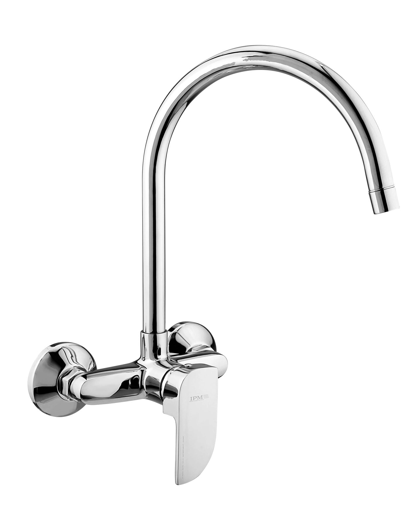 Single Lever Sink Mixer Wall Mounted Round Spout in Chrome finish