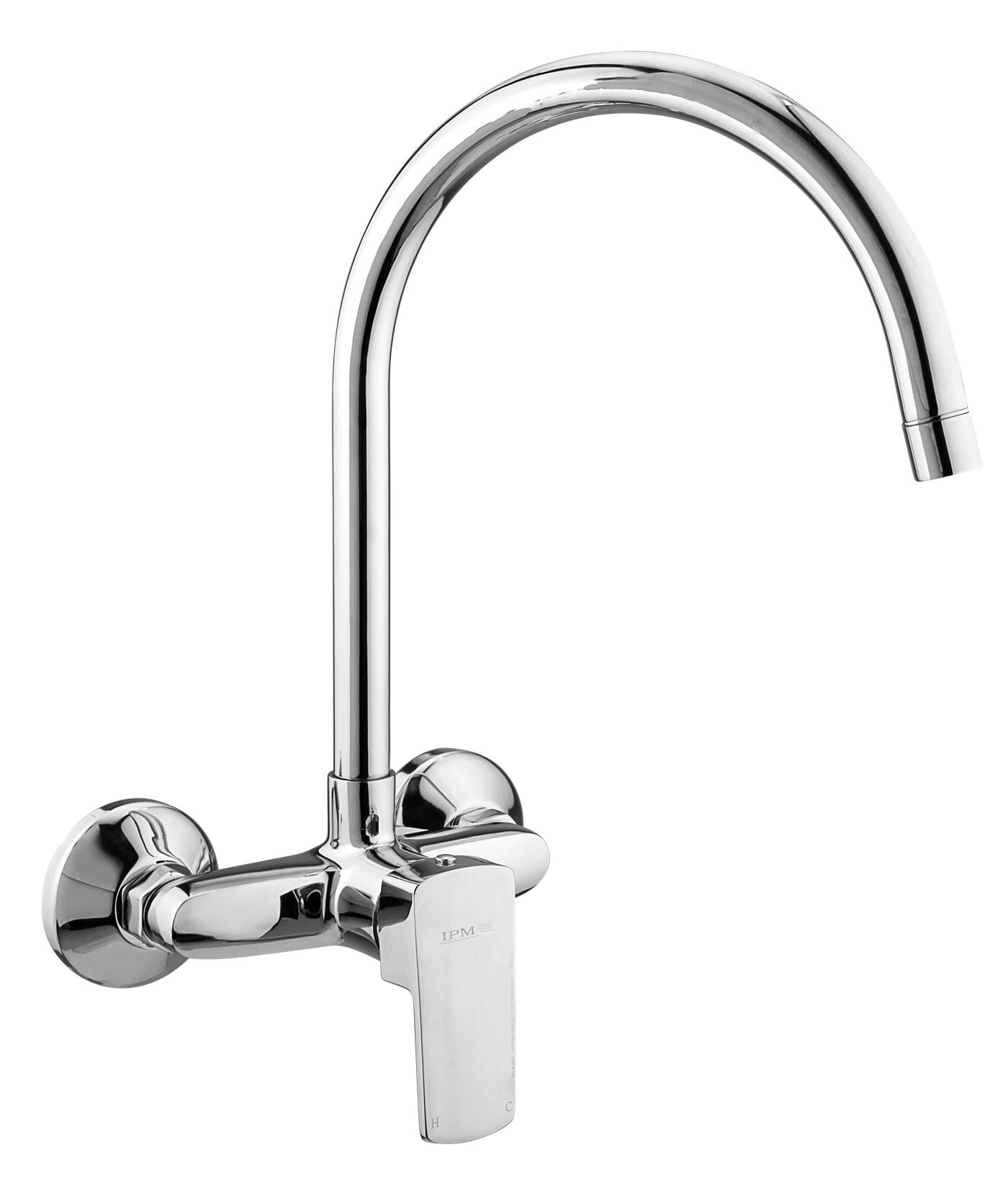 Single Lever Sink Mixer Wall Mounted Round Spout in Chrome finish