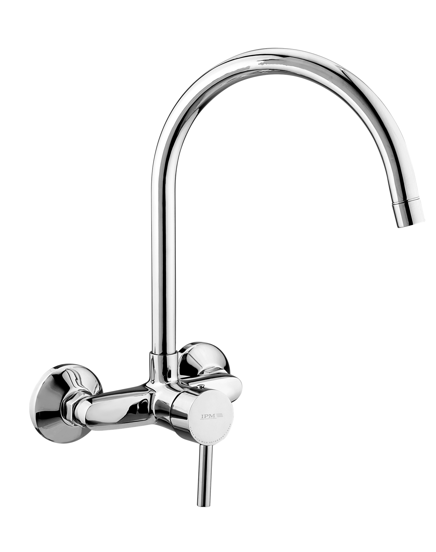 Single Lever Sink Mixer Wall Mounted Angular Spout in Chrome finish