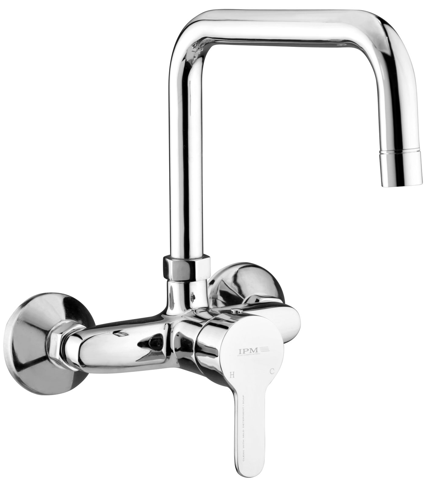 Single Lever Sink Mixer Wall Mounted Angular Spout in Chrome finish