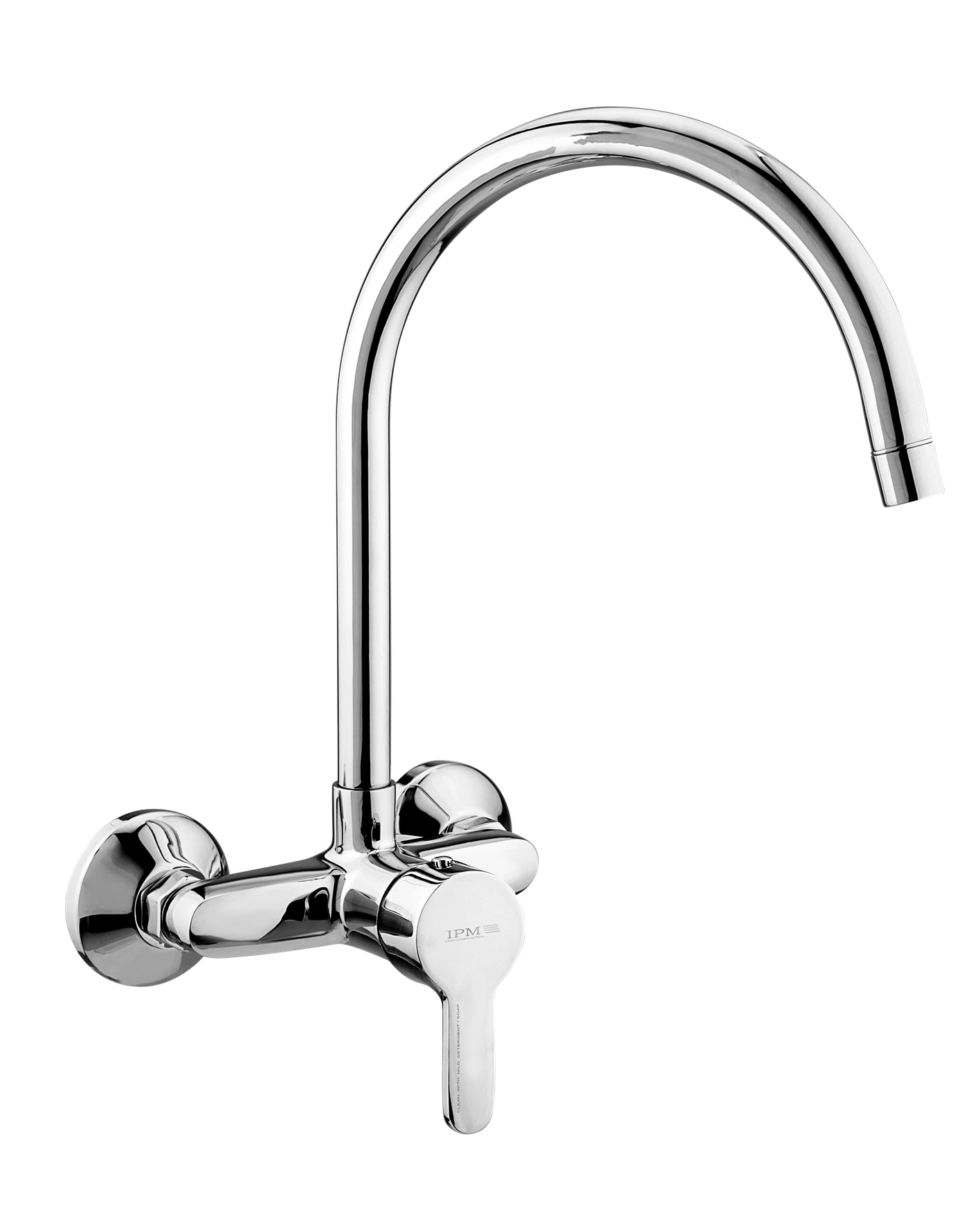 Single Lever Sink Mixer Wall Mounted Round Spout in Chrome finish