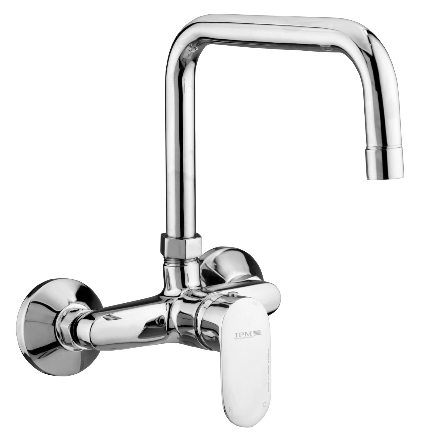 Single Lever Sink Mixer Wall Mounted Angular Spout in Chrome finish