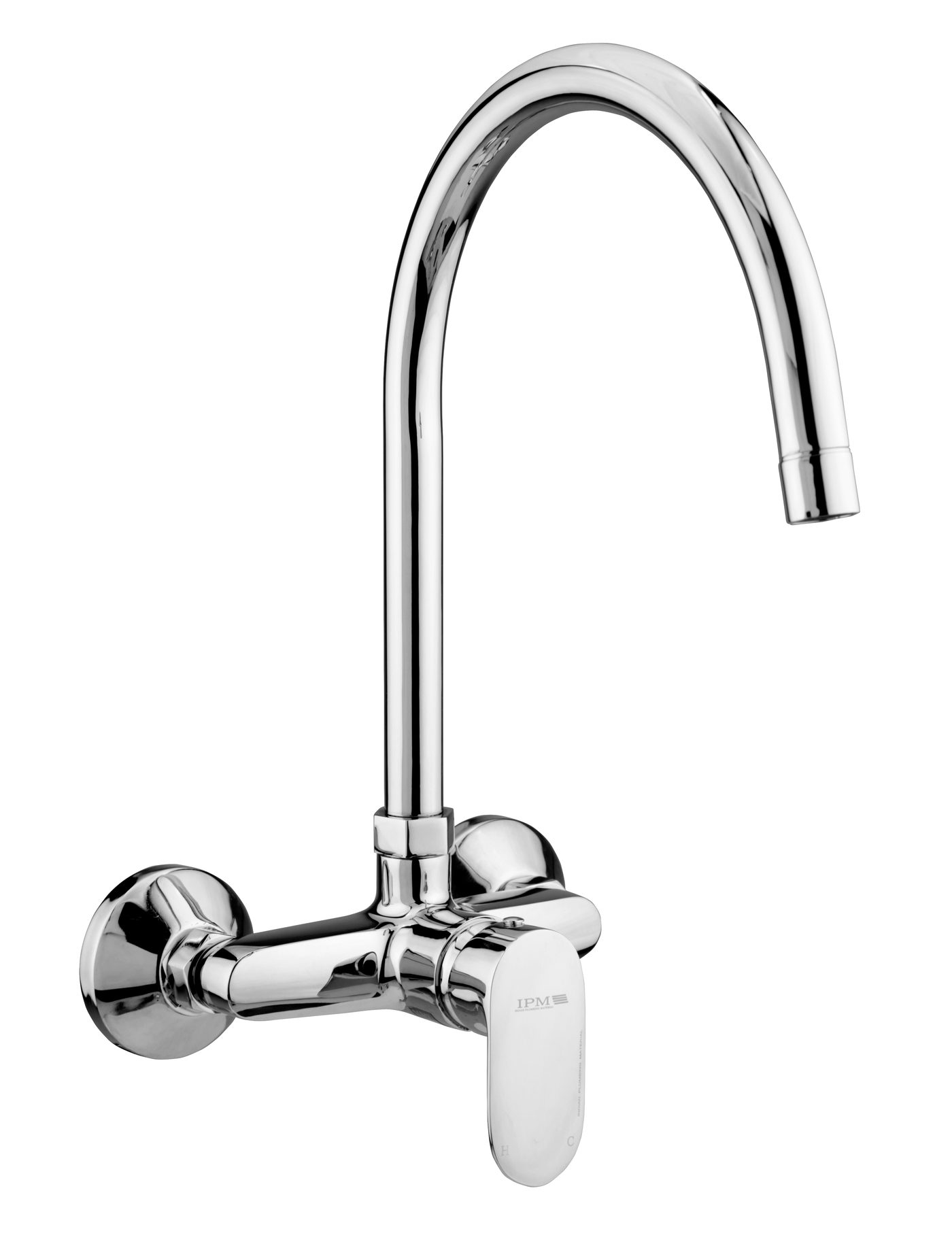Single Lever Sink Mixer Wall Mounted Round Spout in Chrome finish