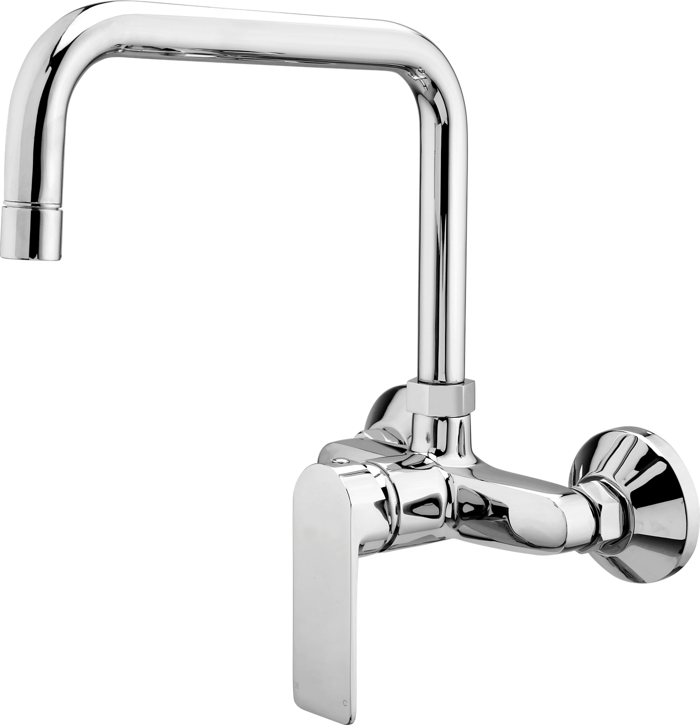 Single Lever Sink Mixer Wall Mounted Angular Spout in Chrome finish