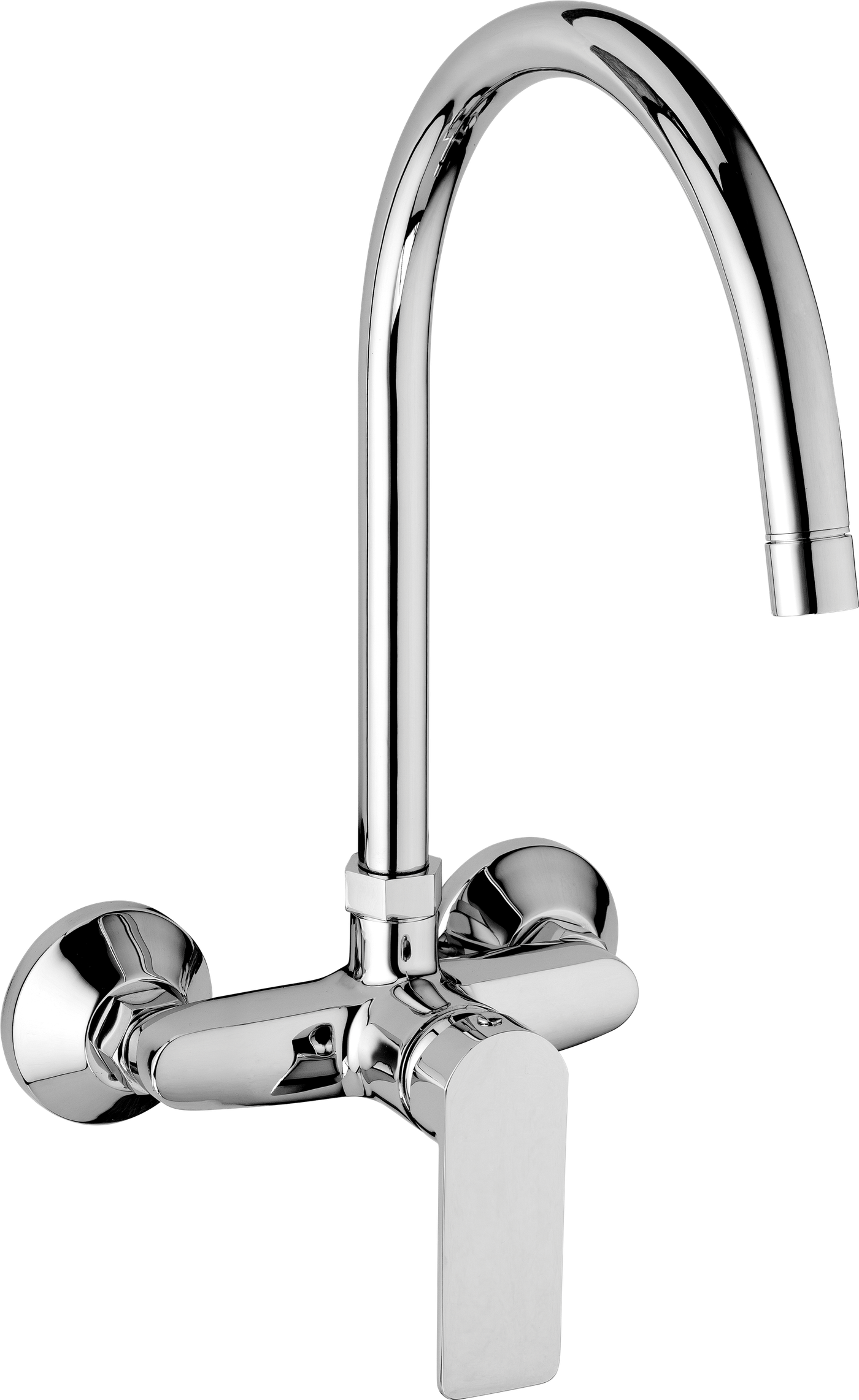 Single Lever Sink Mixer Wall Mounted Round Spout in Chrome finish