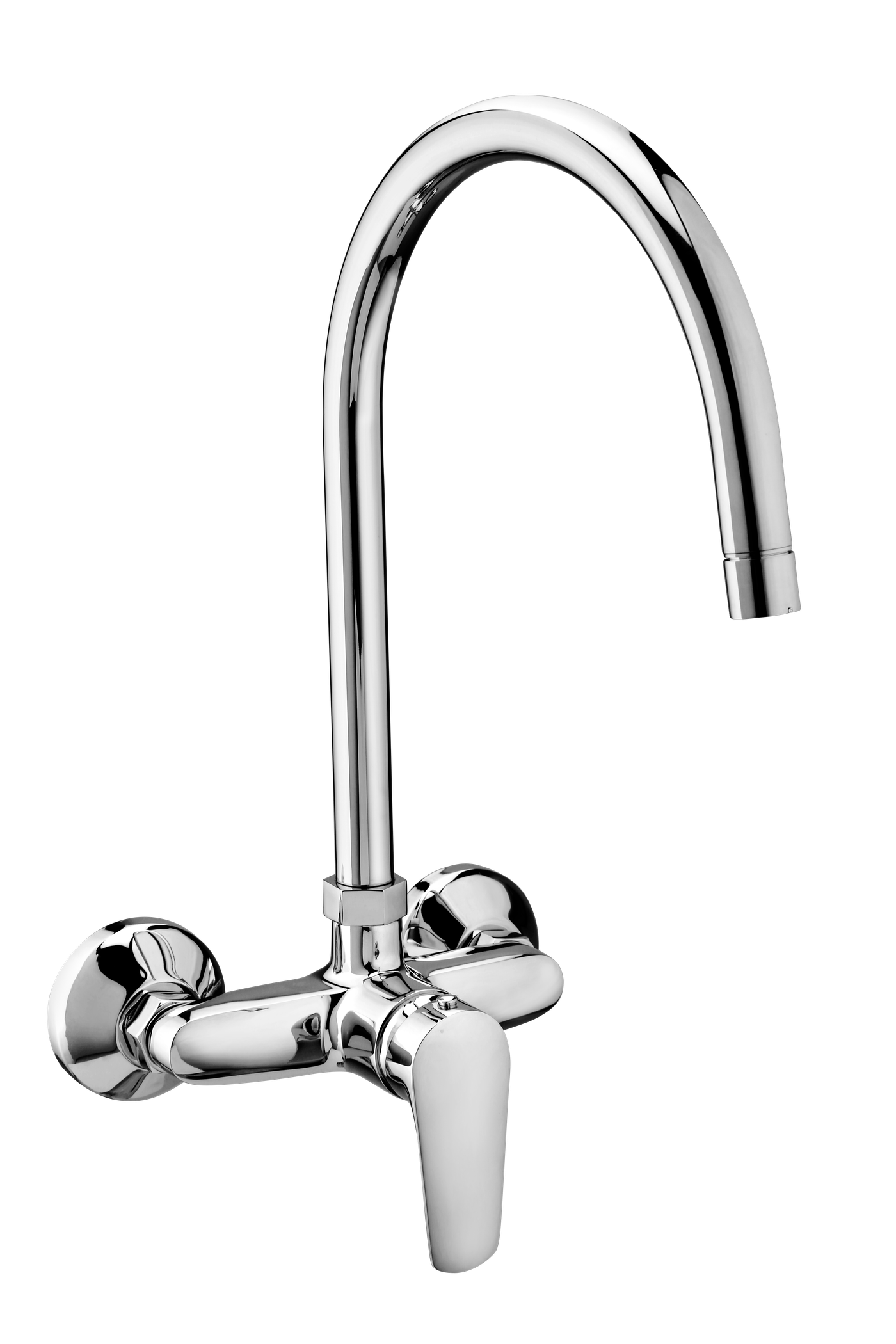 Single Lever Sink Mixer Wall Mounted Round Spout in Chrome finish