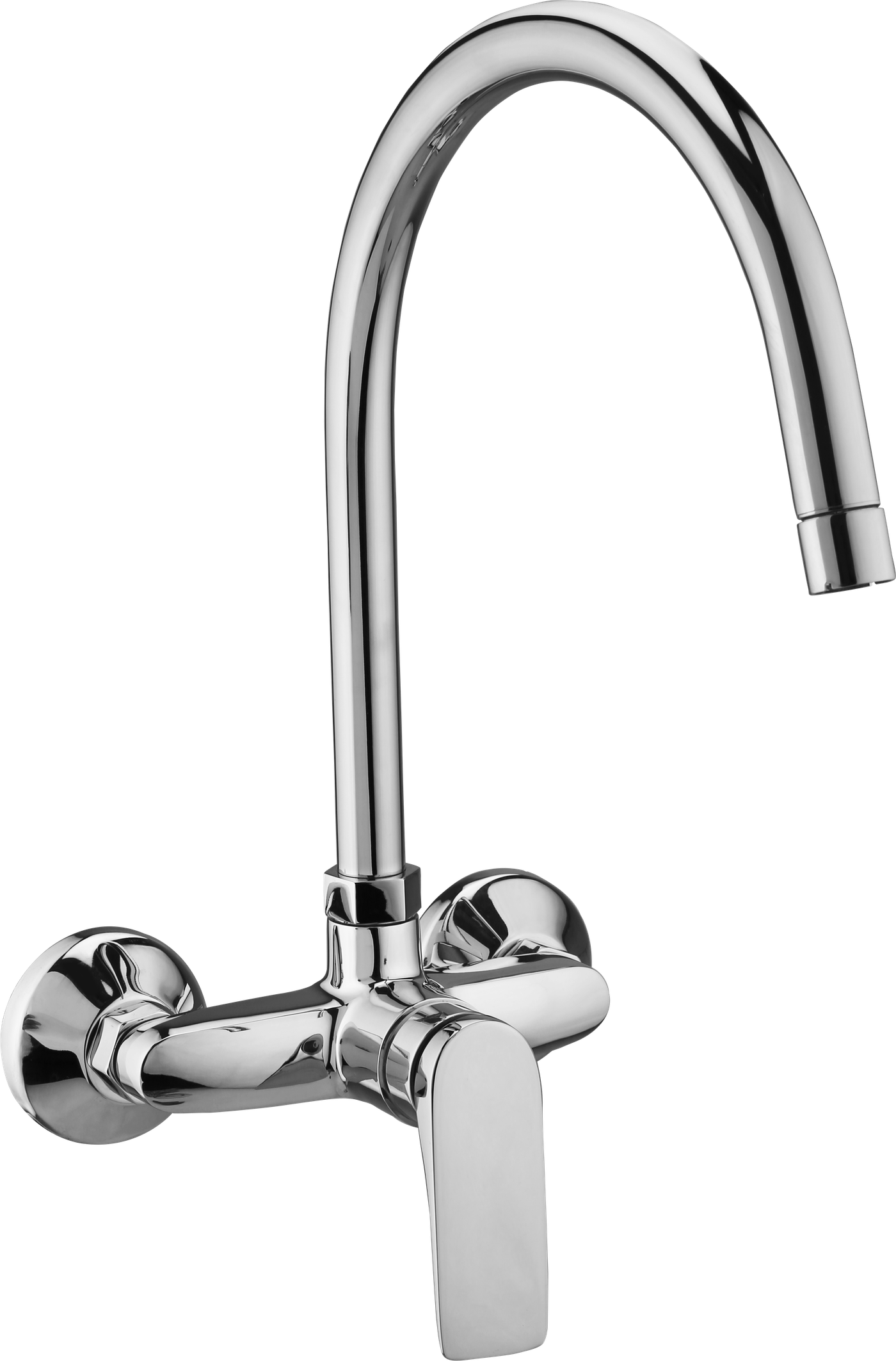 Single Lever Sink Mixer Wall Mounted Round Spout in Chrome finish